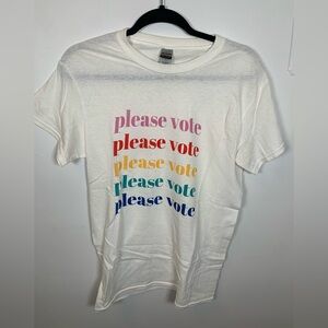 “Please Vote” Rainbow Graphic Tee - Gildan Heavy Cotton